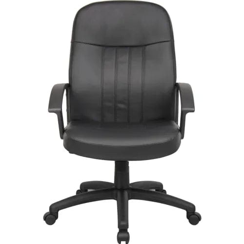 Centerline Dynamics Task & Desk Chairs Executive Office Chair With High Back & Fixed Arms, Synthetic Leather, Black