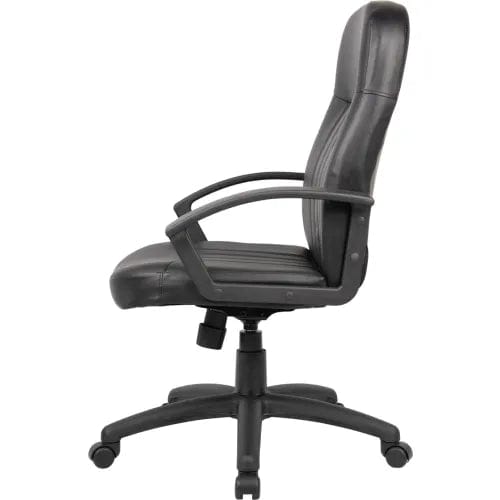 Centerline Dynamics Task & Desk Chairs Executive Office Chair With High Back & Fixed Arms, Synthetic Leather, Black