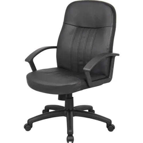 Centerline Dynamics Task & Desk Chairs Executive Office Chair With High Back & Fixed Arms, Synthetic Leather, Black