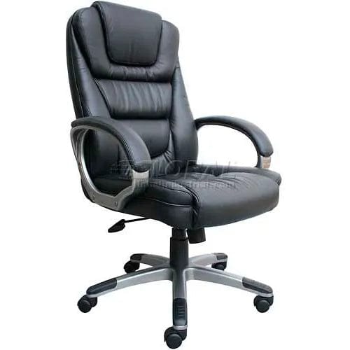 Centerline Dynamics Task & Desk Chairs Executive Office Chairs w/ Arms, Leather & Metal, High Back, 20" - 23-1/2"H Seat, Black