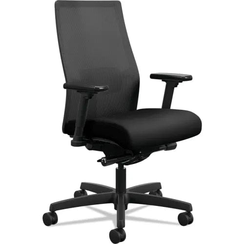 Centerline Dynamics Task & Desk Chairs Ignition 2.0 4-Way Stretch Mid-Back Mesh Task Chair, 300 lb Capacity, 17" to 21" Seat Ht, Black