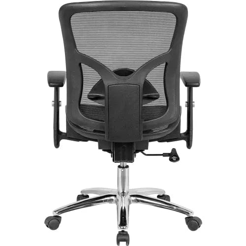 Centerline Dynamics Task & Desk Chairs Mesh Back Task Chair w/ Fabric Seat, Black w/ Chrome Frame
