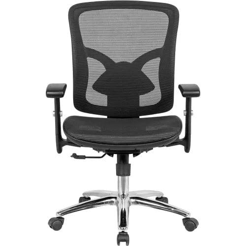 Centerline Dynamics Task & Desk Chairs Mesh Back Task Chair w/ Fabric Seat, Black w/ Chrome Frame