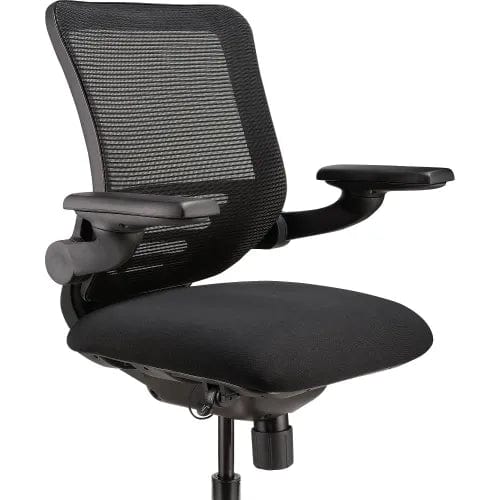 Centerline Dynamics Task & Desk Chairs Mesh Chair with Adjustable Flip Arms & Mid Back, Fabric, Black