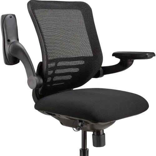 Centerline Dynamics Task & Desk Chairs Mesh Chair with Adjustable Flip Arms & Mid Back, Fabric, Black