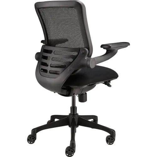 Centerline Dynamics Task & Desk Chairs Mesh Chair with Adjustable Flip Arms & Mid Back, Fabric, Black