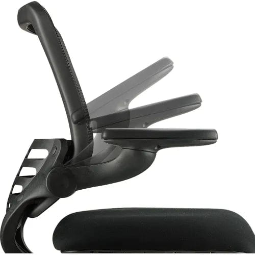 Centerline Dynamics Task & Desk Chairs Mesh Chair with Adjustable Flip Arms & Mid Back, Fabric, Black