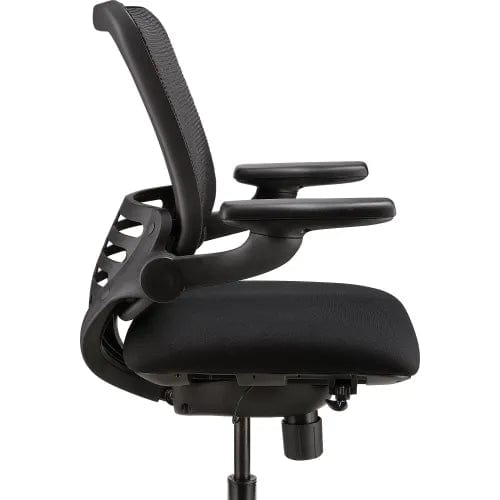 Centerline Dynamics Task & Desk Chairs Mesh Chair with Adjustable Flip Arms & Mid Back, Fabric, Black