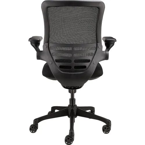 Centerline Dynamics Task & Desk Chairs Mesh Chair with Adjustable Flip Arms & Mid Back, Fabric, Black
