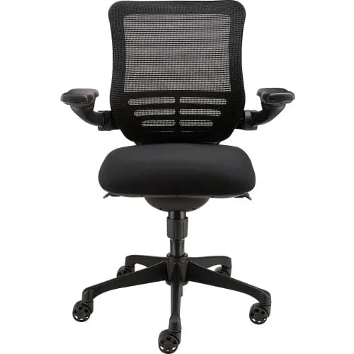 Centerline Dynamics Task & Desk Chairs Mesh Chair with Adjustable Flip Arms & Mid Back, Fabric, Black