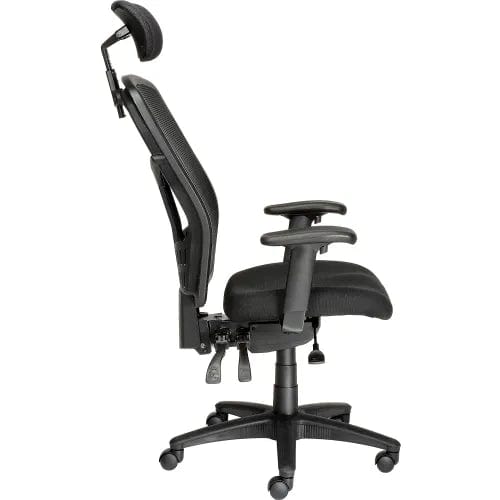 Centerline Dynamics Task & Desk Chairs Mesh Office Chair with Headrest, High Back & Adjustable Arms, Fabric, Black