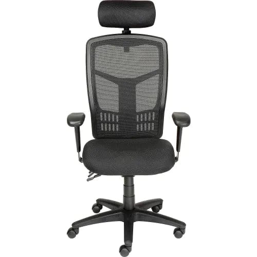 Centerline Dynamics Task & Desk Chairs Mesh Office Chair with Headrest, High Back & Adjustable Arms, Fabric, Black