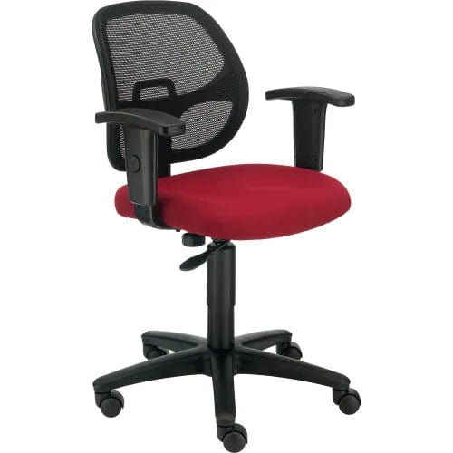 Centerline Dynamics Task & Desk Chairs Mesh Office Chair With Mid Back & Adjustable Arms, Fabric, Red