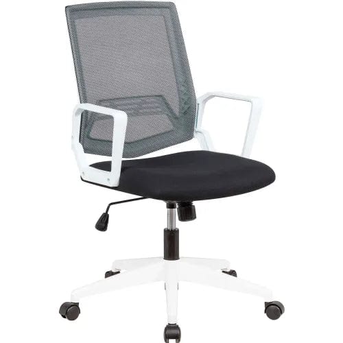 Centerline Dynamics Task & Desk Chairs Mesh Task Chair w/ Fabric Seat, Black w/ White Frame