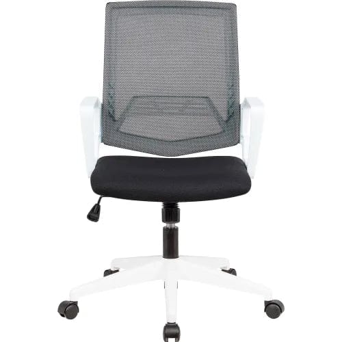 Centerline Dynamics Task & Desk Chairs Mesh Task Chair w/ Fabric Seat, Black w/ White Frame