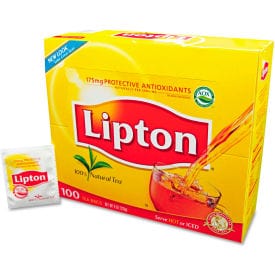 Centerline Dynamics Tea Lipton® Regular Tea, Tea, Single Cup Bags, 100/Box