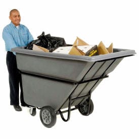 Centerline Dynamics Tilt Trucks Extra Heavy Duty Plastic Tilt Truck, 1 Cu. Yd. Cap, 2100 Lbs. Cap, Gray
