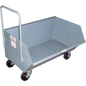 Centerline Dynamics Tilt Trucks Low-Profile Steel Hopper Truck With Side Scoop, 1/4 Cu. Yd. Cap, 1000 Lbs. Cap, Gray