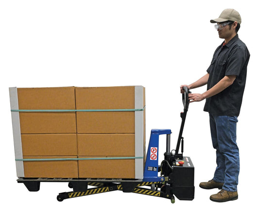 Centerline Dynamics Tote Lifters Vestil Steel DC Powered Tote Lift 62-3/4 In. x 20-1/2 In. x 46-1/2 In. 3000 Lb. Capacity