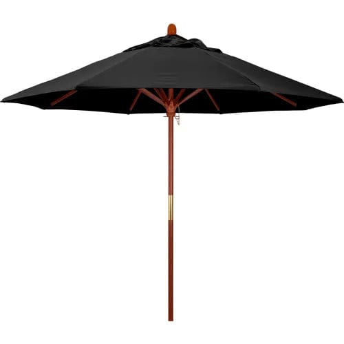 Centerline Dynamics Umbrellas & Bases California Umbrella 9' Patio Umbrella - Olefin Black - Hardwood Pole - Grove Series