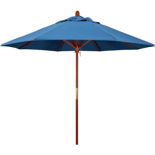 Centerline Dynamics Umbrellas & Bases California Umbrella 9' Patio Umbrella - Olefin Frost Blue - Hardwood Pole - Grove Series