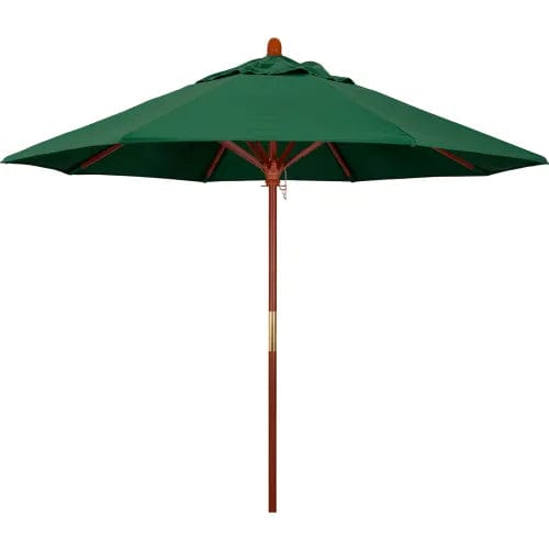 Centerline Dynamics Umbrellas & Bases California Umbrella 9' Patio Umbrella - Olefin Hunter Green - Hardwood Pole - Grove Series