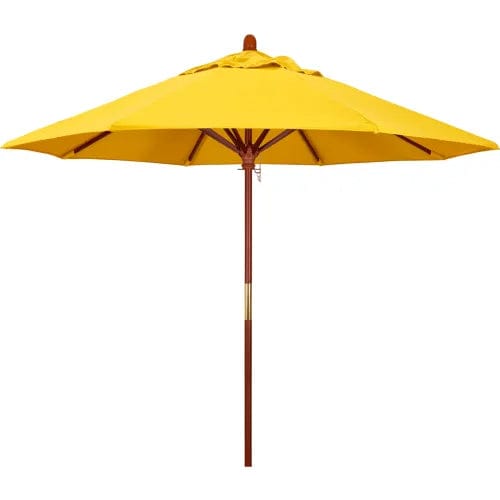 Centerline Dynamics Umbrellas & Bases California Umbrella 9' Patio Umbrella - Olefin Lemon - Hardwood Pole - Grove Series