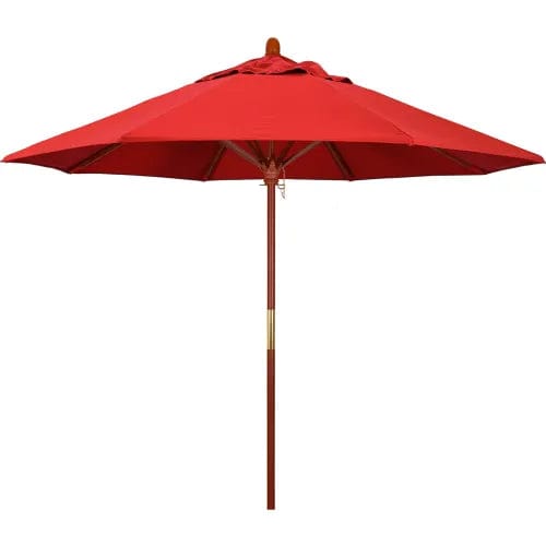 Centerline Dynamics Umbrellas & Bases California Umbrella 9' Patio Umbrella - Olefin Red - Hardwood Pole - Grove Series