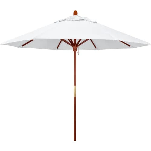 9 white patio umbrella with white pole California Umbrella 9-ft. Wood Patio Umbrella with Hardwood Ribs and Push Lift in Navy White Cabana Olefin