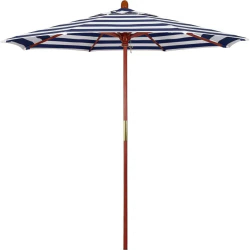 7 fabric patio umbrella California Umbrella 7.5' Patio Umbrella, Grove Series, Hardwood Pole, Olefin Navy/White CabanaStripe, MARE758-F96