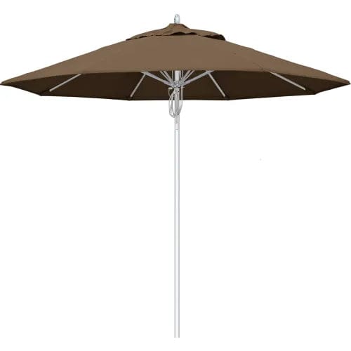 Centerline Dynamics Umbrellas & Bases California Umbrella Newport 9' Patio Umbrella, Silver Pole, Sunbrella 1A Cocoa Fabric