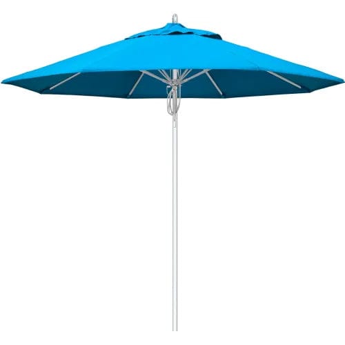 Centerline Dynamics Umbrellas & Bases California Umbrella Newport 9' Patio Umbrella, Silver Pole, Sunbrella 1A Cyan Fabric