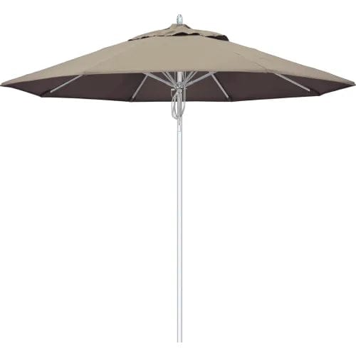 Centerline Dynamics Umbrellas & Bases California Umbrella Newport 9' Patio Umbrella, Silver Pole, Sunbrella 1A Taupe Fabric