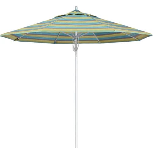 Centerline Dynamics Umbrellas & Bases California Umbrella Newport 9' Patio Umbrella, Silver Pole, Sunbrella 2A Astoria Lagoon Fabric