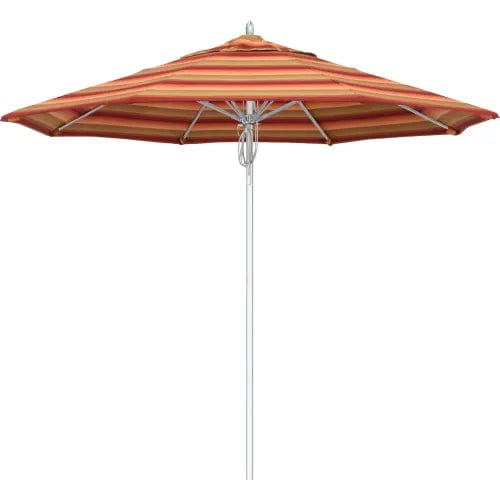 Centerline Dynamics Umbrellas & Bases California Umbrella Newport 9' Patio Umbrella, Silver Pole, Sunbrella 2A Astoria Sunset Fabric