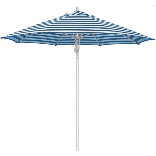 Centerline Dynamics Umbrellas & Bases California Umbrella Newport 9' Patio Umbrella, Silver Pole, Sunbrella 2A Cabana Regatta Fabric