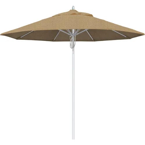 Centerline Dynamics Umbrellas & Bases California Umbrella Newport 9' Patio Umbrella, Silver Pole, Sunbrella 2A Linen Sesame Fabric
