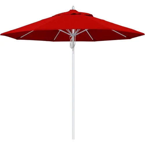9 red patio umbrella California Umbrella 9' Patio Umbrella, Newport Series, Silver Pole, Sunbrella 2A, Jockey Red, AATF908AH002-5403
