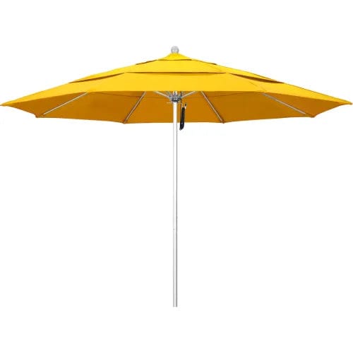 Centerline Dynamics Umbrellas & Bases California Umbrella Venture 11' Patio Umbrella, Silver Pole, Olefin Lemon Fabric