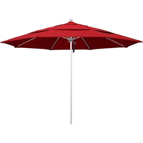 Centerline Dynamics Umbrellas & Bases California Umbrella Venture 11' Patio Umbrella, Silver Pole, Olefin Red Fabric