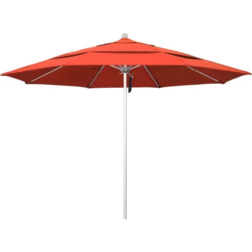 Centerline Dynamics Umbrellas & Bases California Umbrella Venture 11' Patio Umbrella, Silver Pole, Olefin Sunset Fabric