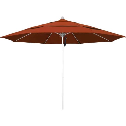 Centerline Dynamics Umbrellas & Bases California Umbrella Venture 11' Patio Umbrella, Silver Pole, Olefin Terracotta Fabric