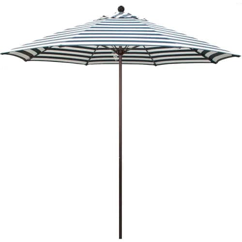 Centerline Dynamics Umbrellas & Bases California Umbrella Venture 9' Patio Umbrella, Bronze Pole, Olefin Navy/White Stripe Fabric