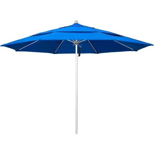 Centerline Dynamics Umbrellas & Bases California Umbrella Venture 9' Patio Umbrella, Silver Pole, 132"W, Olefin Royal Blue Fabric