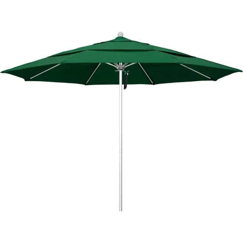 Centerline Dynamics Umbrellas & Bases California Umbrella Venture 9' Patio Umbrella, Silver Pole, Olefin Hunter Green Fabric