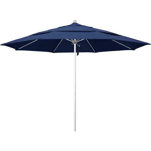 Centerline Dynamics Umbrellas & Bases California Umbrella Venture 9' Patio Umbrella, Silver Pole, Olefin Navy Fabric
