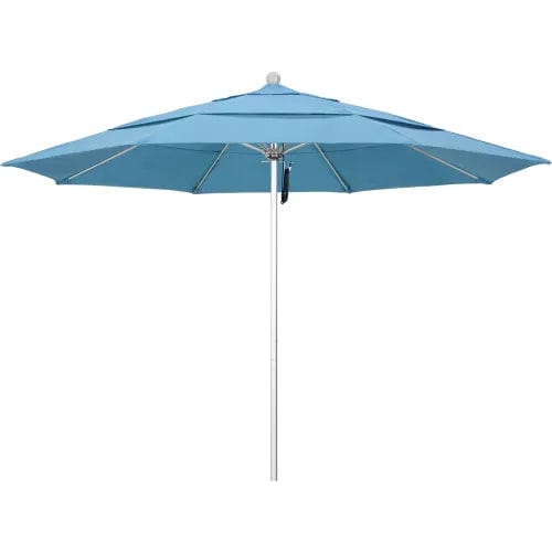 Centerline Dynamics Umbrellas & Bases California Umbrella Venture 9' Patio Umbrella, Silver Pole, Sunbrella 1A Air Blue Fabric
