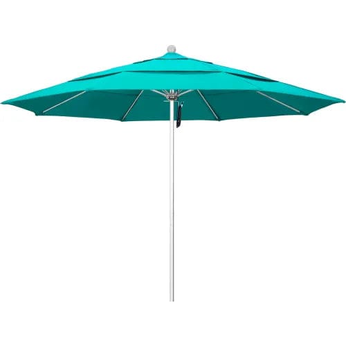 Centerline Dynamics Umbrellas & Bases California Umbrella Venture 9' Patio Umbrella, Silver Pole, Sunbrella 1A Aruba Fabric
