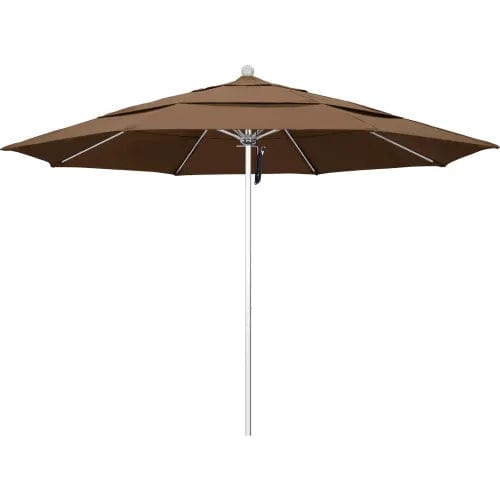Centerline Dynamics Umbrellas & Bases California Umbrella Venture 9' Patio Umbrella, Silver Pole, Sunbrella 1A Cocoa Fabric