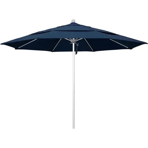 Centerline Dynamics Umbrellas & Bases California Umbrella Venture 9' Patio Umbrella, Silver Pole, Sunbrella 1A Indigo Fabric